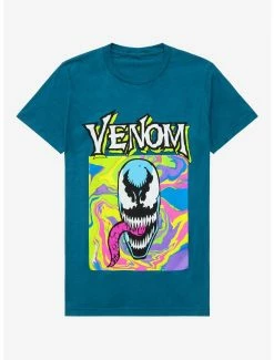 Superheroes Marvel Venom Psychedelic Face Portrait Women’s T-Shirt - BoxLunch Exclusive
