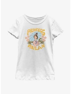 Online Exclusives Disney Mulan Retro Floral Portrait Youth Girls T-Shirt