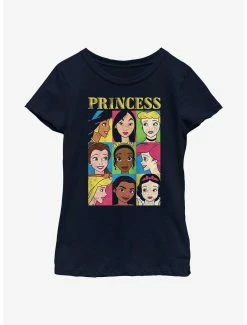 Online Exclusives Disney Princesses Face Character Grid Youth Girls T-Shirt