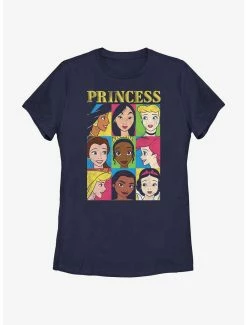 Online Exclusives Disney Princesses Face Character Grid Womens T-Shirt