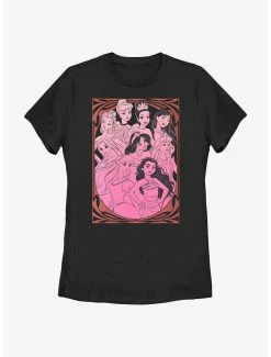 Online Exclusives Disney Princesses Outline Swirl Print Womens T-Shirt